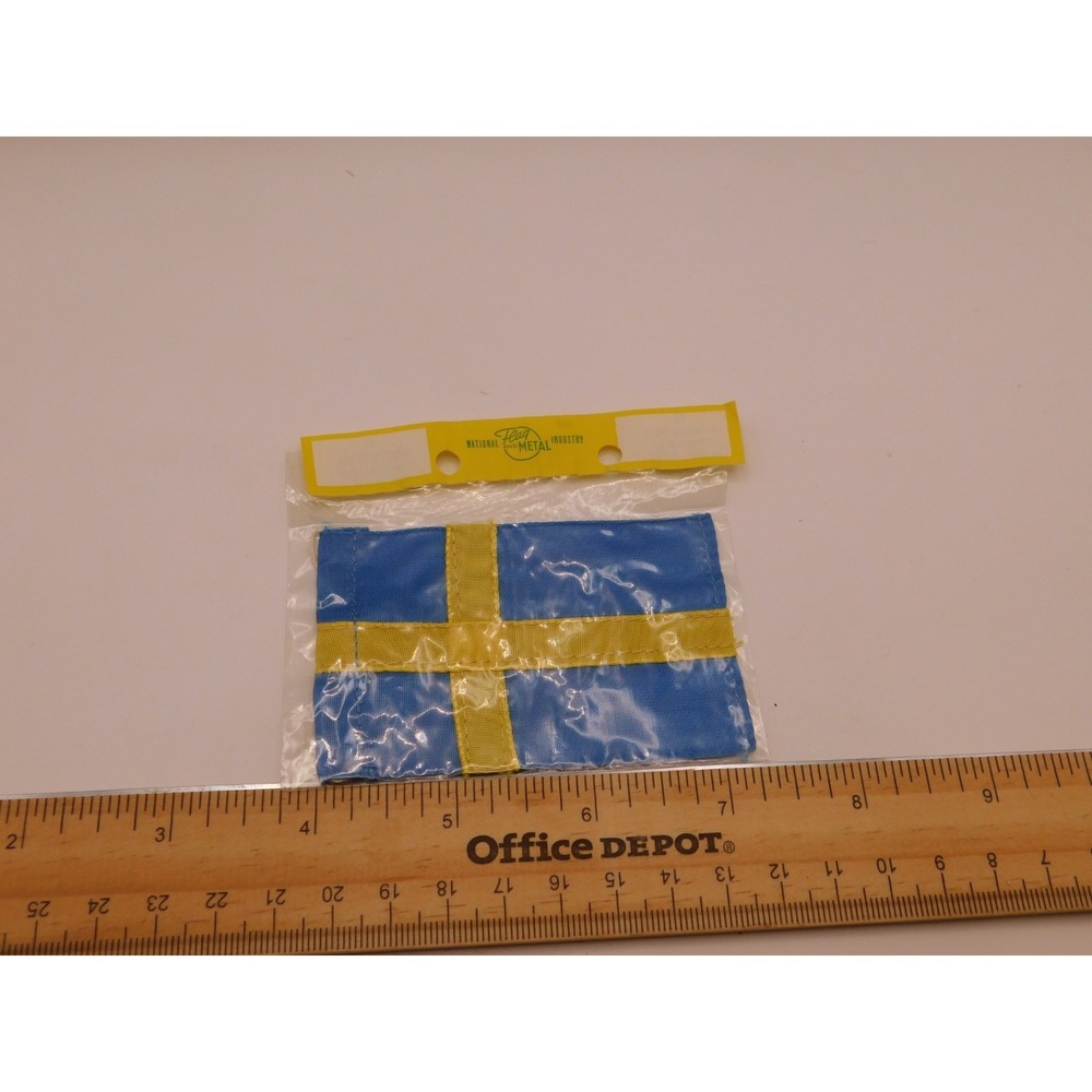 Vintage 1970s Sweden Merchant Ensign Mini-Flag W/original Twine Halyard